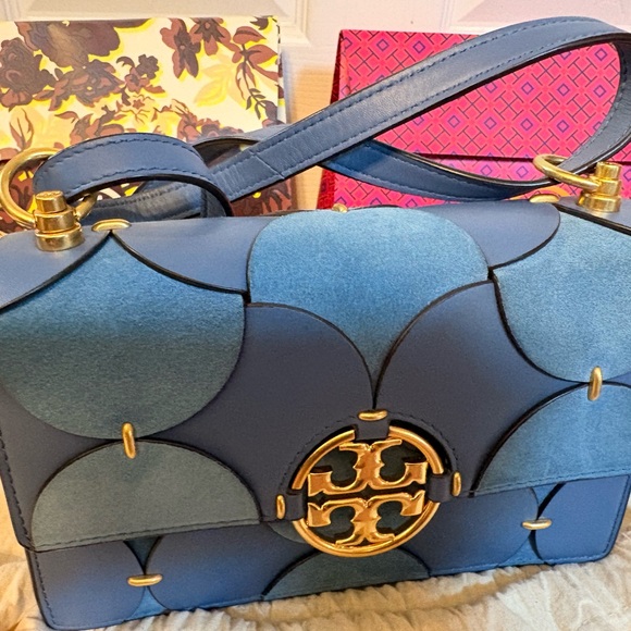 Tory Burch Blue and Gold Crossbody Bag - Picture 2 of 4